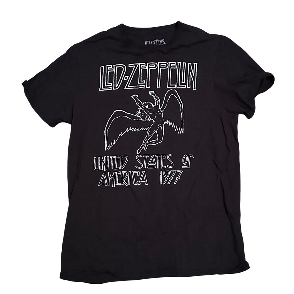 Led Zeppelin 1977 US Tour‎ Icarus Graphic Tee Black Mens Medium M Shirt 2022